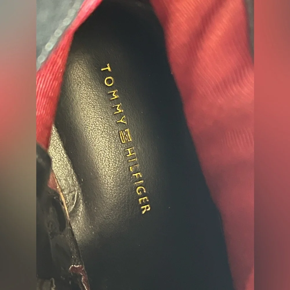 Tommy Hilfiger Black Suede Ankle Booties with Gold Zipper